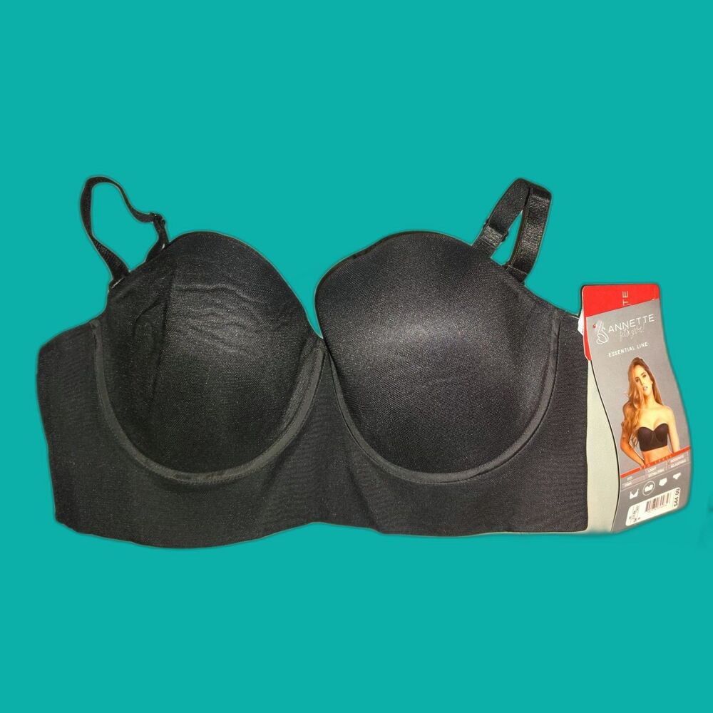 NWT Annette Universal Collection Detachable Straps 36D Black Bra Underwire